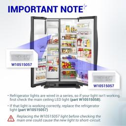 [Lifetime Warranty] W10515057 WPW10515057 Refrigerator LED Light - Compatible with Whirlpool Kenmore Maytag KitchenAid Freezer - Replaces W10398007 3021141 AP6022533 PS11755866 EAP11755866 W10515057 thumbnail 1