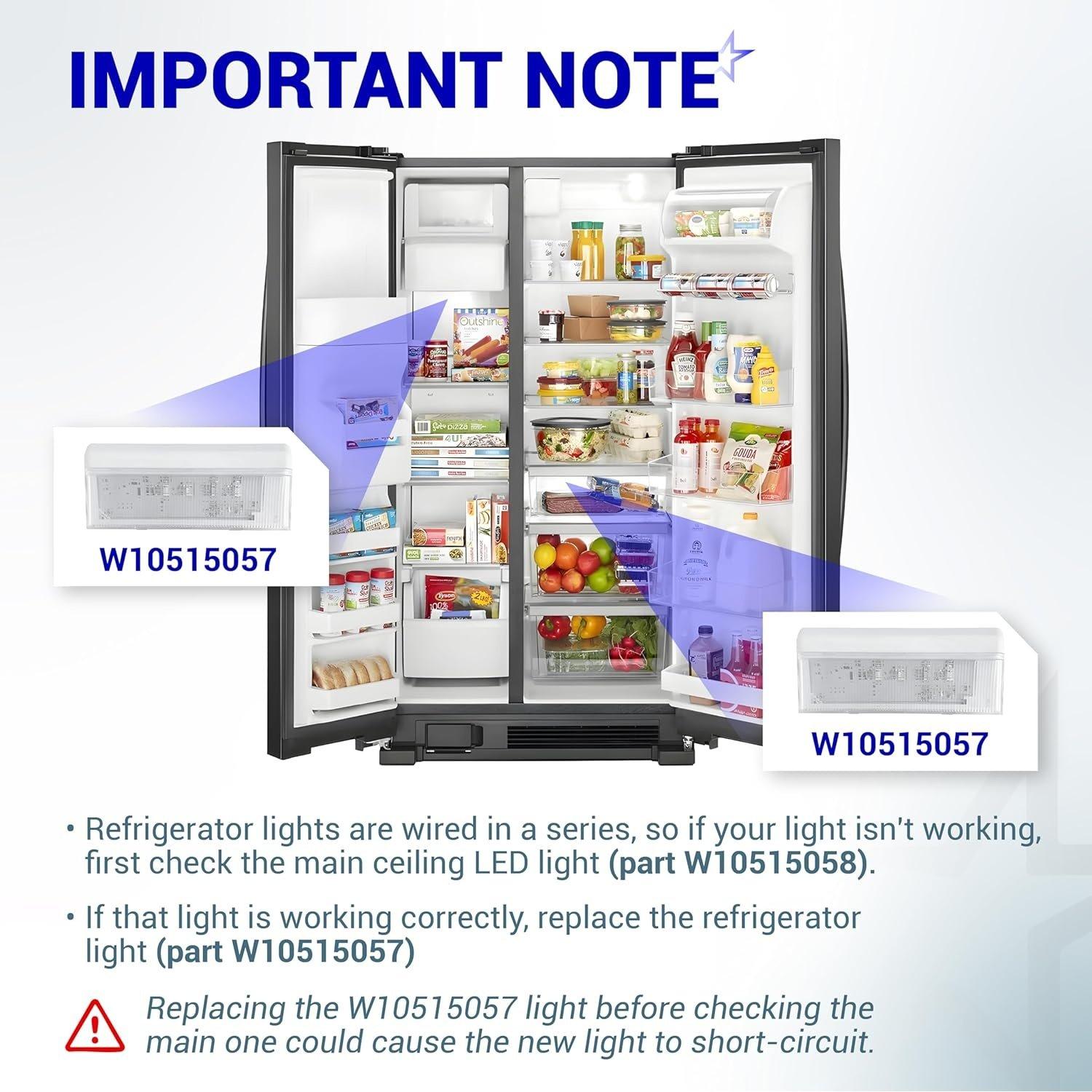 [Lifetime Warranty] W10515057 WPW10515057 Refrigerator LED Light - Compatible with Whirlpool Kenmore Maytag KitchenAid Freezer - Replaces W10398007 3021141 AP6022533 PS11755866 EAP11755866 W10515057 image 1