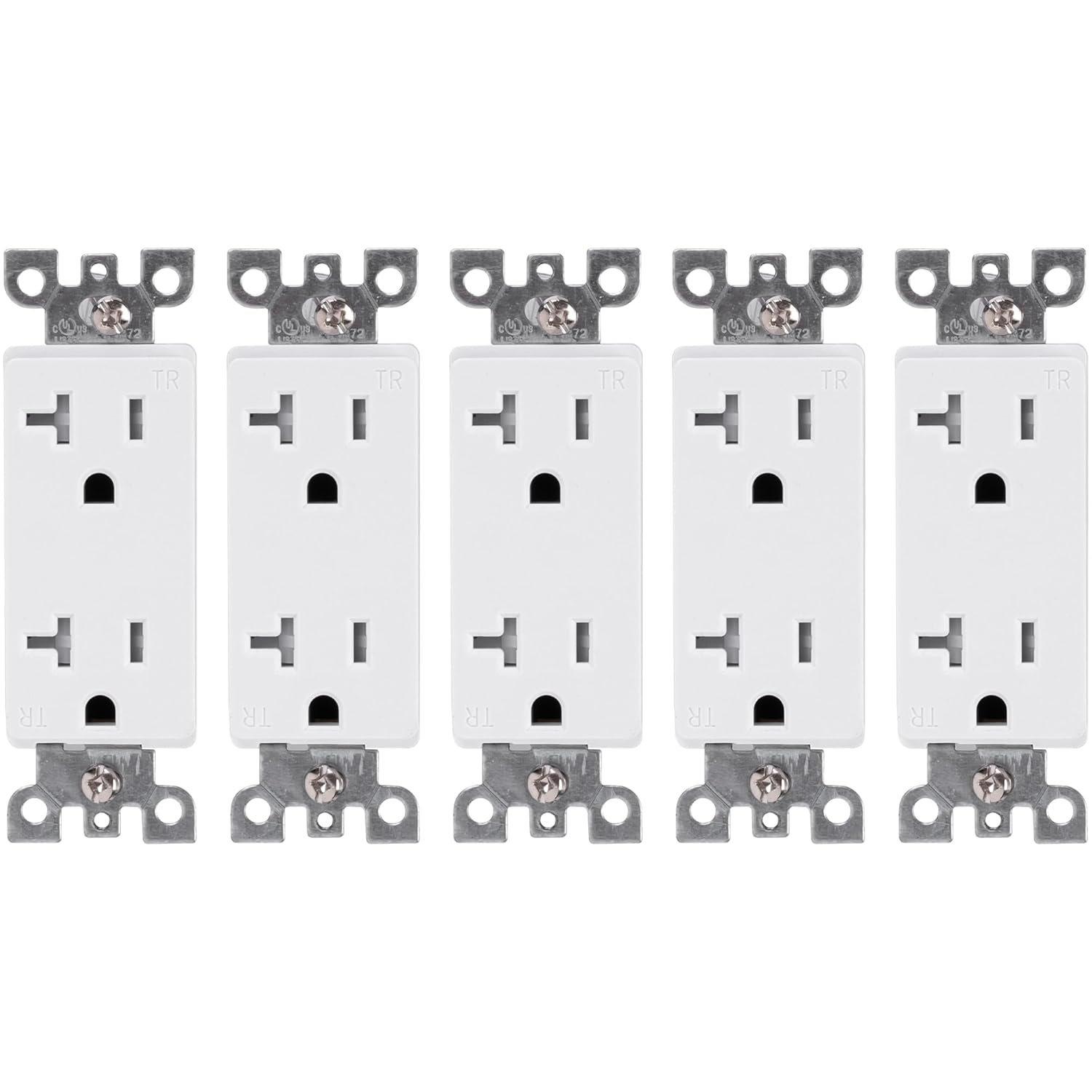 [Lifetime Warranty] Electrical Wall Charger Outlet 20A/125VAC - Pack of 5 image 0