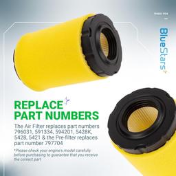 [Lifetime Warranty] 796031 Air Filter with 797704 Foam Pre-cleaner thumbnail 4