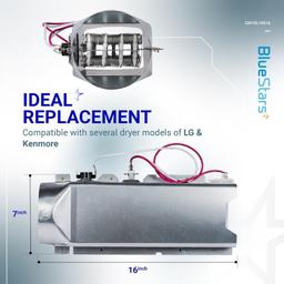 [Lifetime Warranty] 5301EL1001A Dryer Heating Element - For LG DLE7177W DLE5977W DLE8377NM DLE2516W DLEX3700W DLE5955W DLE0442W DLE4970W DLE5955G DLE9577SM - Replaces 5301EL1001J 5301EL1001H thumbnail 1
