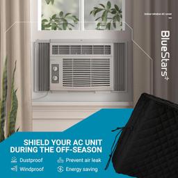 [Lifetime Warranty] Window Air Conditioner Cover Indoor with Velcro Sides - Inside AC Cover for Winter - Polyester Fiber Fill Layers Insulation - 17" x 13" x 3.5" - Black thumbnail 1