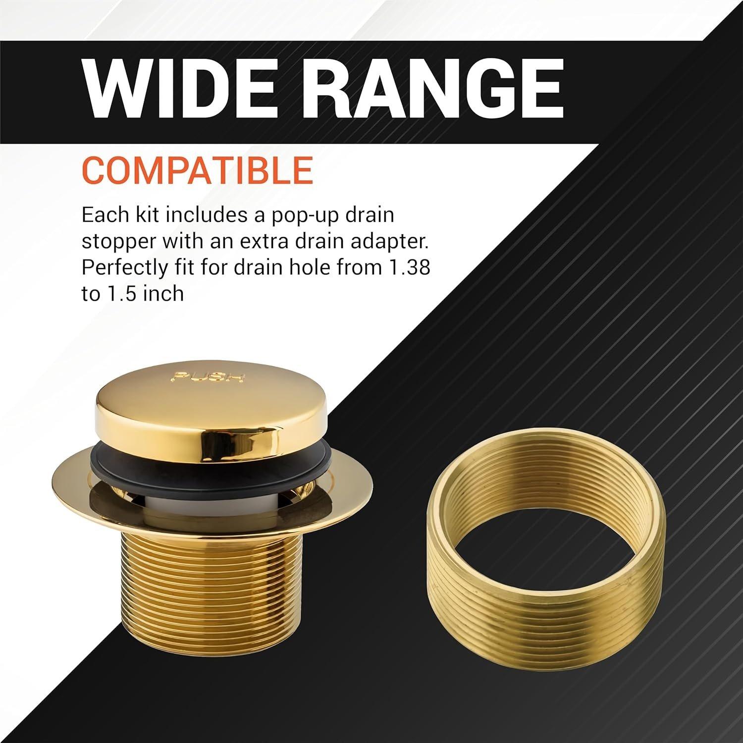 [Lifetime Warranty] Tip-Toe Tub Trim Kit with Two-Hole Overflow Faceplate â€“ Fits US Standard Sizes 1.40â€-1.50â€ - Gold image 5