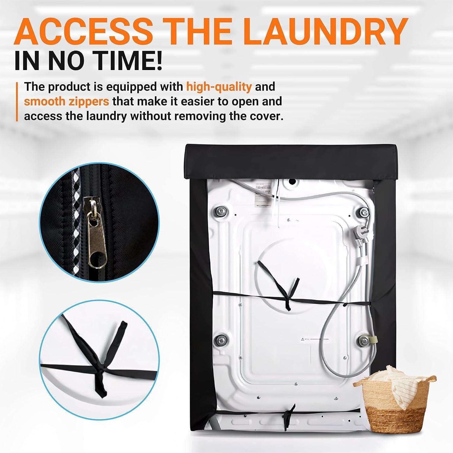 [Lifetime Warranty] Washing Machine Cover For Top-load - Premium Outdoor Protection For Most Washer Dryer Cover - W29"x D28"x H43" (Black) image 4