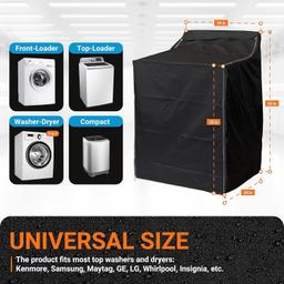 [Lifetime Warranty] Washing Machine Cover For Top-load - Premium Outdoor Protection For Most Washer Dryer Cover - W29"x D28"x H43" (Black) thumbnail 2