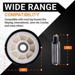 [Lifetime Warranty] 12001541 303373K Dryer Drum Support Roller Kit - Compatible with Maytag Crosley Jenn-Air Dryers - Replaces 303373 3-3373 Y303373 12001541VP W10116741 - Pack of 2 thumbnail 5