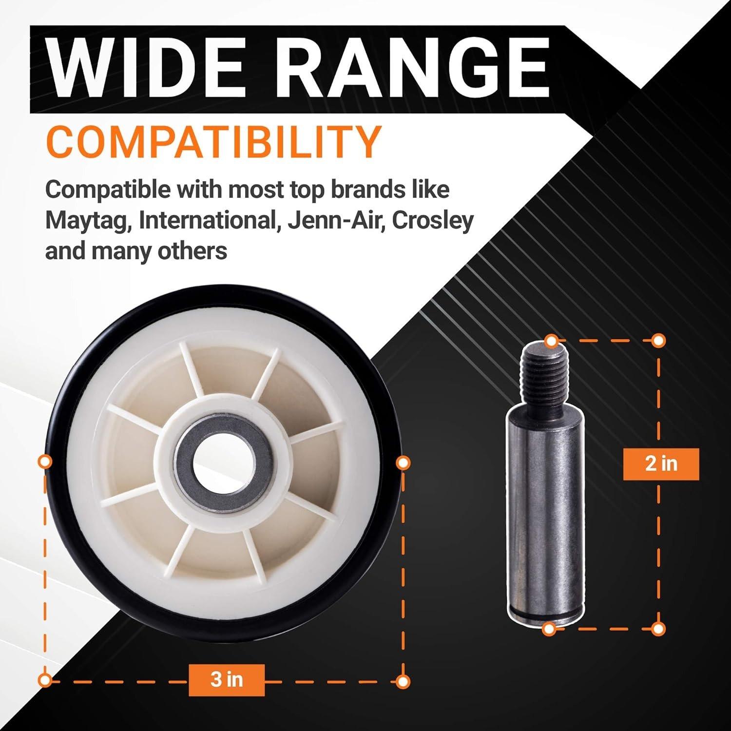 [Lifetime Warranty] 12001541 303373K Dryer Drum Support Roller Kit - Compatible with Maytag Crosley Jenn-Air Dryers - Replaces 303373 3-3373 Y303373 12001541VP W10116741 - Pack of 2 image 5