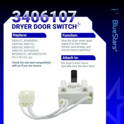 [Lifetime Warranty] WP3406107 3406107 Dryer Door Switch - For Whirlpool Maytag Kenmore Dryers - Replaces 3406109 3405100 3405101 3406100 3406101 AED4475TQ1 MEDC400VW0 thumbnail 5