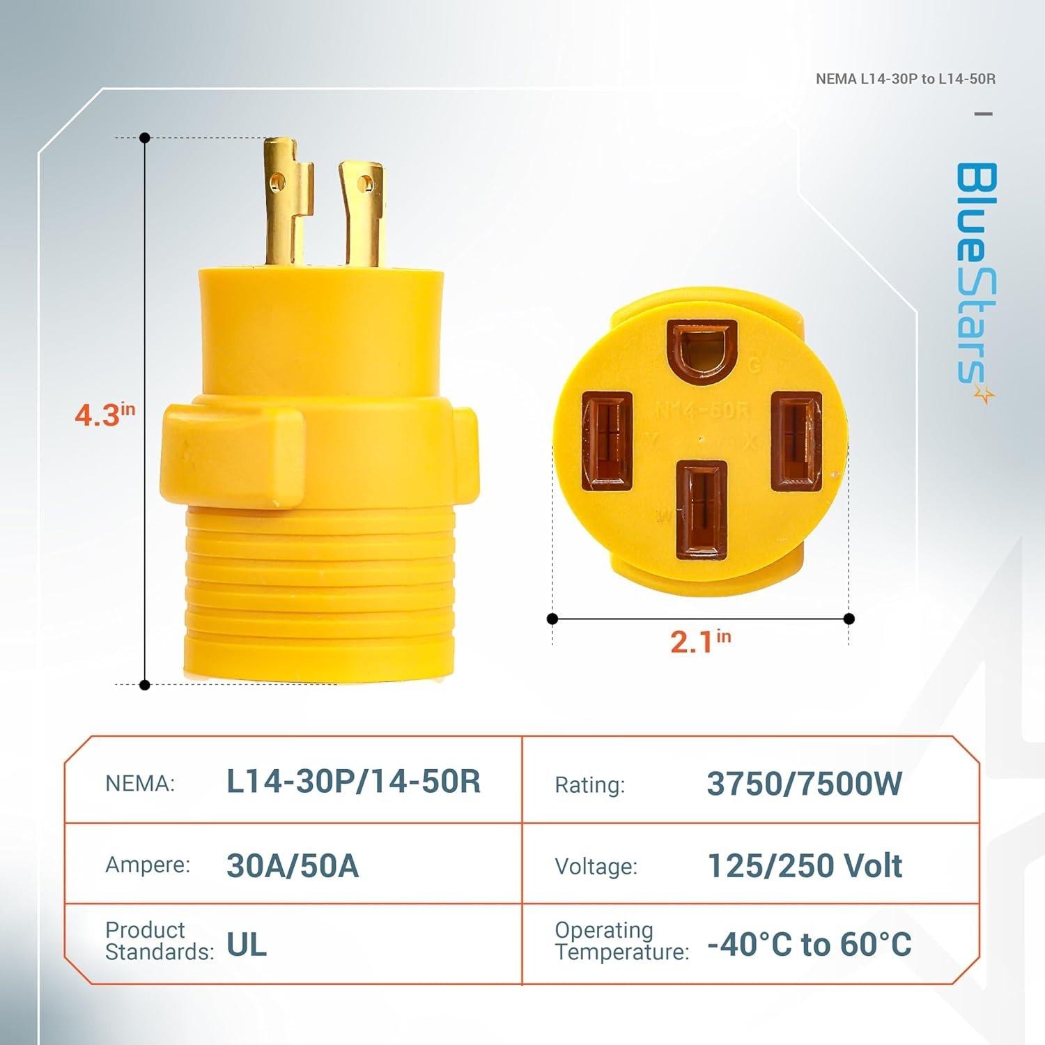 [Lifetime Warranty] L14-30P to 14-50R Adapter image 1