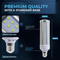 [Lifetime Warranty] 2-pack 50W E26 LED Corn Light Bulbs, 5000K, 3200 Lumens E27 Base Super Bright (500W Equivalent) thumbnail 2