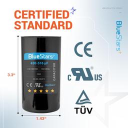 [Lifetime Warranty] 430-516 uF MFD 110-125 VAC Â±20% 50/60 Hz Round Start Capacitor - Fits Single-Phase Electric Motors thumbnail 10