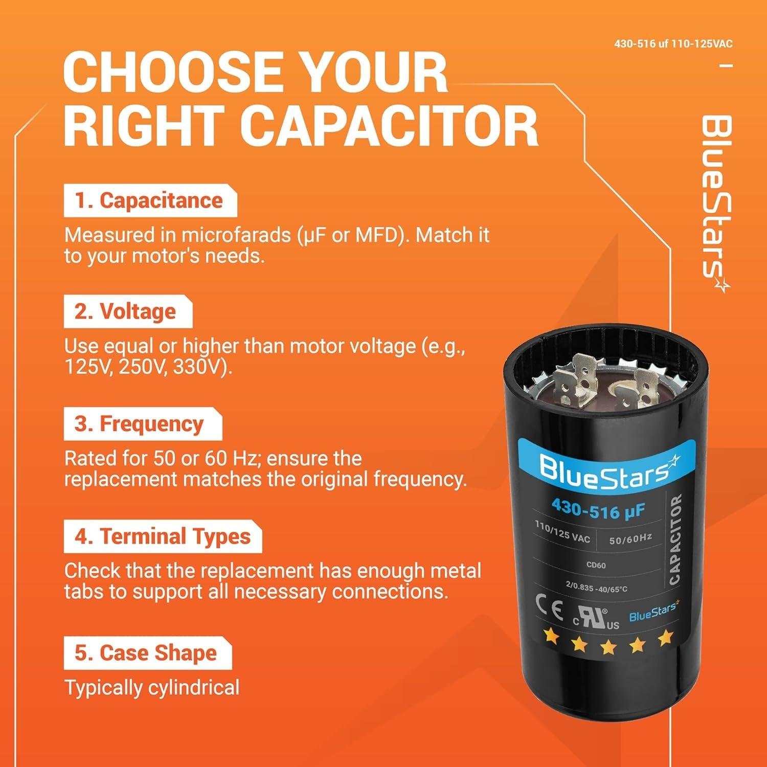 [Lifetime Warranty] 430-516 uF MFD 110-125 VAC Â±20% 50/60 Hz Round Start Capacitor - Fits Single-Phase Electric Motors image 9