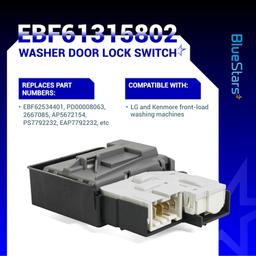[Lifetime Warranty] EBF61315802 LG Washer Door Lock Switch - Fits for LG & Kenmore Front-Load Washing Machine WM1388HW WM3050CW 79641002610 - Replaces EBF62534401 2667085 AP5672154 PS7792232 EAP7792232 thumbnail 4