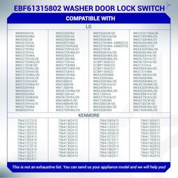 [Lifetime Warranty] EBF61315802 LG Washer Door Lock Switch - Fits for LG & Kenmore Front-Load Washing Machine WM1388HW WM3050CW 79641002610 - Replaces EBF62534401 2667085 AP5672154 PS7792232 EAP7792232 thumbnail 2