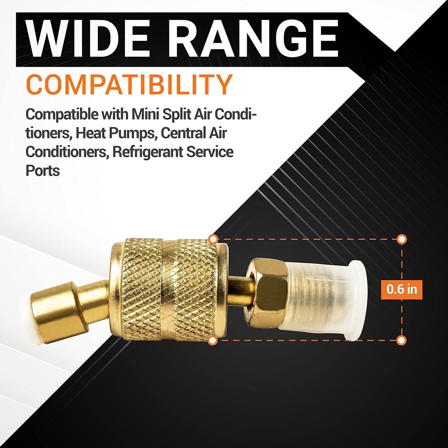 [Lifetime Warranty] R410A Charging Vacuum Port Adapter 5/16 Inch SAE Female to 1/4 Inch SAE Male Flare Replacement image 1
