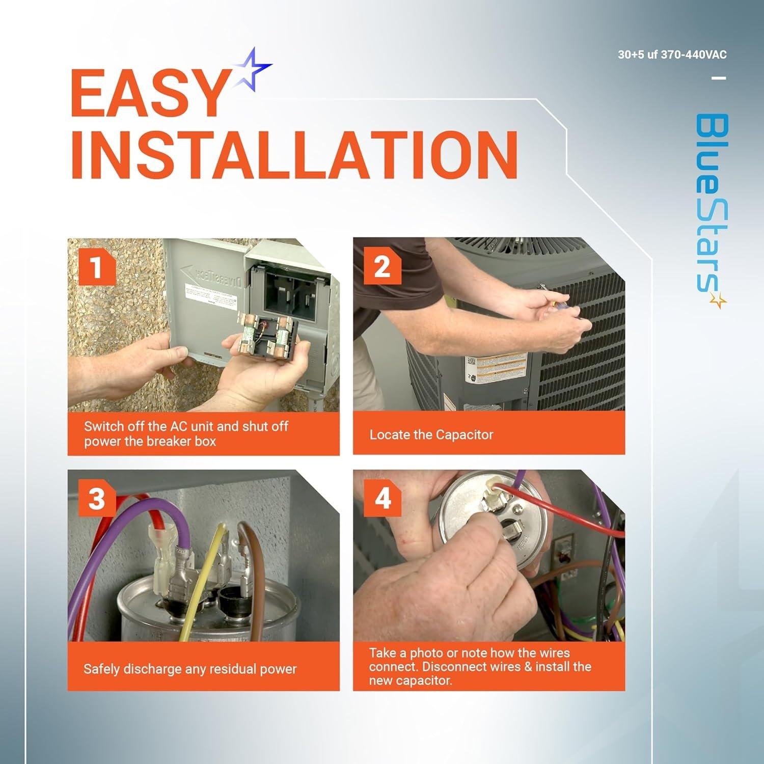 [Lifetime Warranty] 30+5 uF MFD 370/440 VAC Round Dual Run Capacitor CBB65 CBB65B - Fits AC Motor Run, Fan Start, Condenser image 5