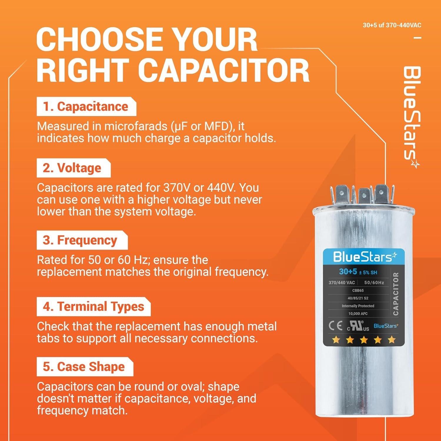 [Lifetime Warranty] 30+5 uF MFD 370/440 VAC Round Dual Run Capacitor CBB65 CBB65B - Fits AC Motor Run, Fan Start, Condenser image 10