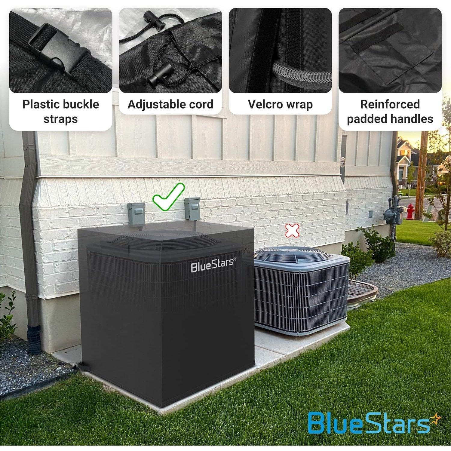 [Lifetime Warranty] 32"x32"x36" Central Air Conditioner Cover for Outside Units - Waterproof & Windproof Outdoor AC Units Cover For Winter (Black) image 4