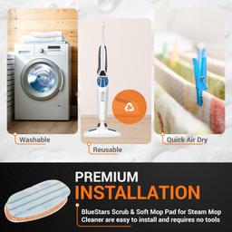 [Lifetime Warranty] Replacement Steam Mop Pads - Compatible with PurSteam ThermaPro 10-in-1 Steam Mop - 4 Microfiber Steam Scrub Pads & 4 Soft Cleaning Pads thumbnail 3