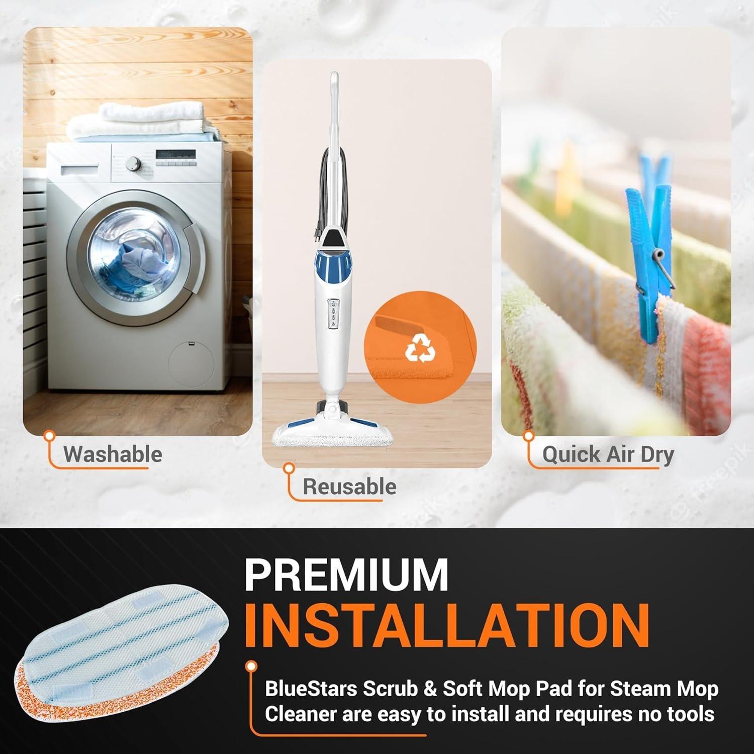 [Lifetime Warranty] Replacement Steam Mop Pads - Compatible with PurSteam ThermaPro 10-in-1 Steam Mop - 4 Microfiber Steam Scrub Pads & 4 Soft Cleaning Pads image 3