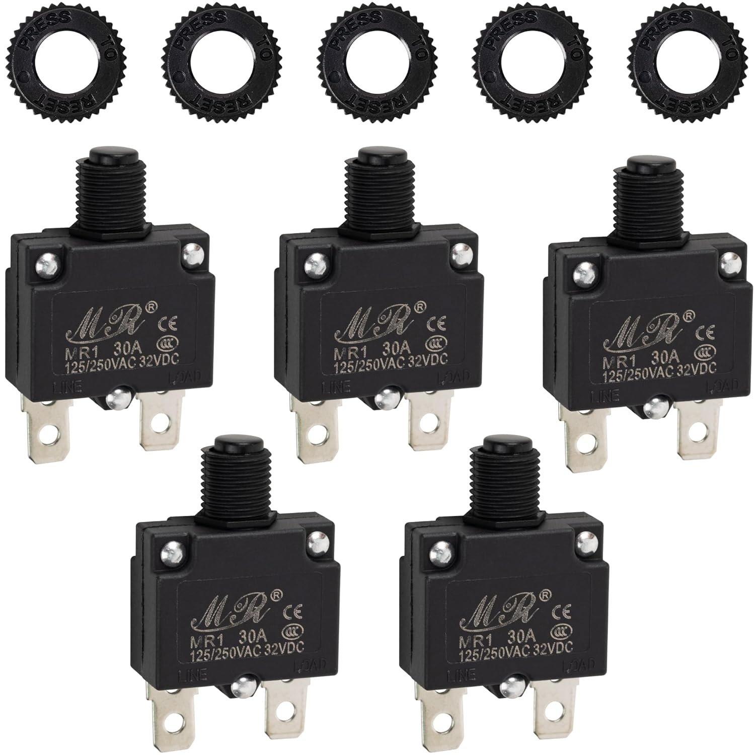 [Lifetime Warranty] 30Amp Thermal Circuit Breaker 125/250V - Pack of 5 image 0