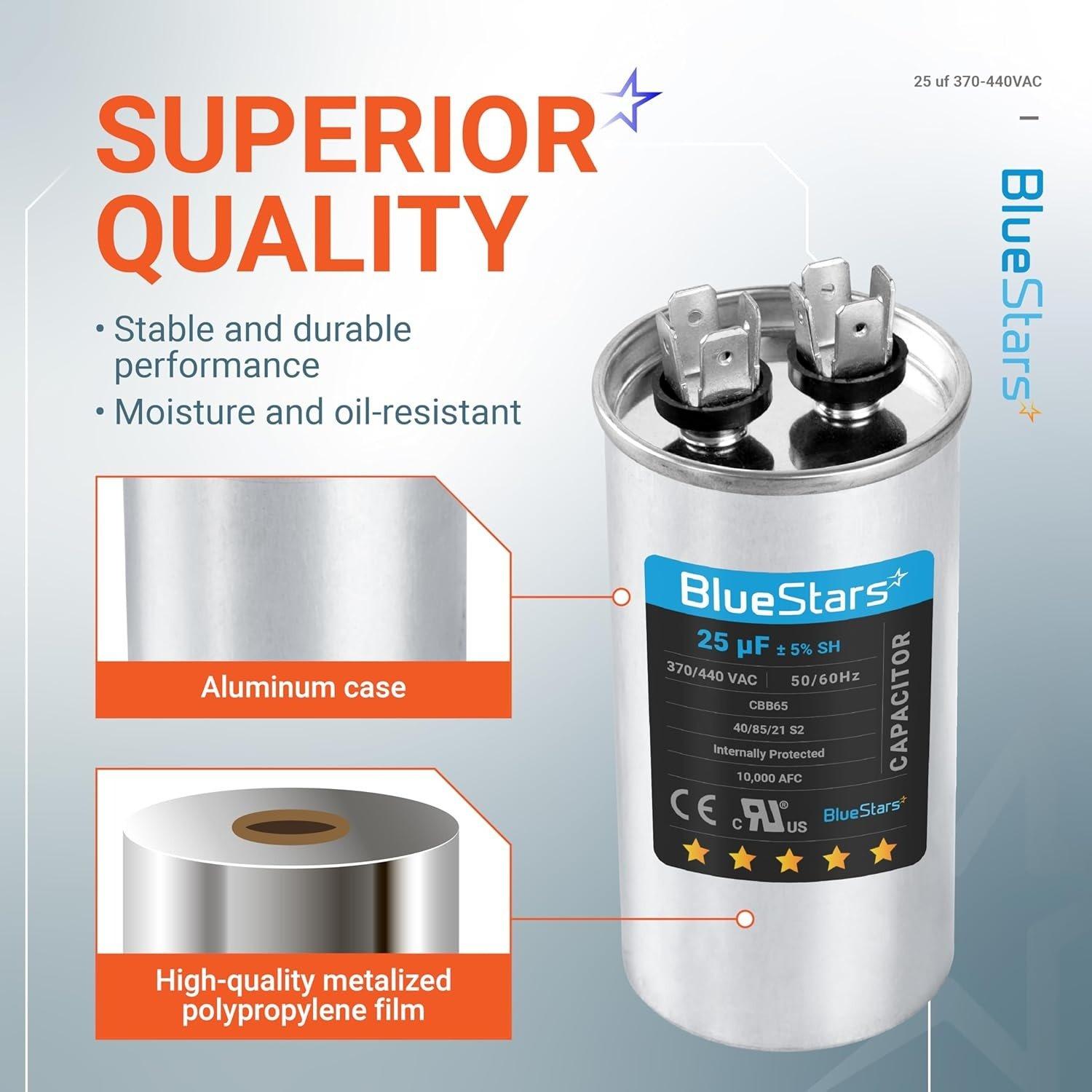 [Lifetime Warranty] 25 uF MFD Â±5% 370/440 VAC Multi-Purpose Motor Run Round Capacitor - Compatible with Air Conditioner, Heat Pump image 2
