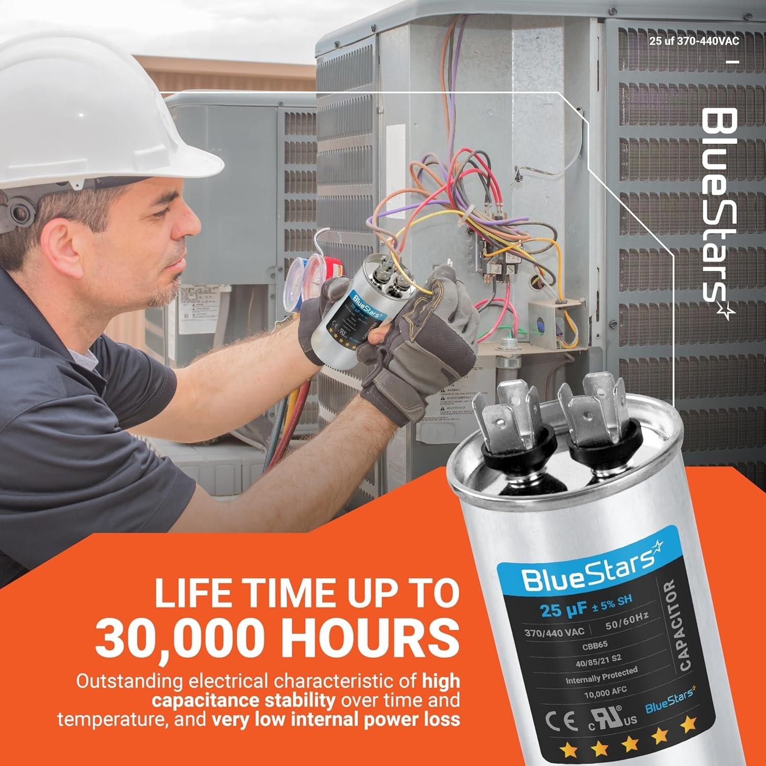 [Lifetime Warranty] 25 uF MFD Â±5% 370/440 VAC Multi-Purpose Motor Run Round Capacitor - Compatible with Air Conditioner, Heat Pump image 10