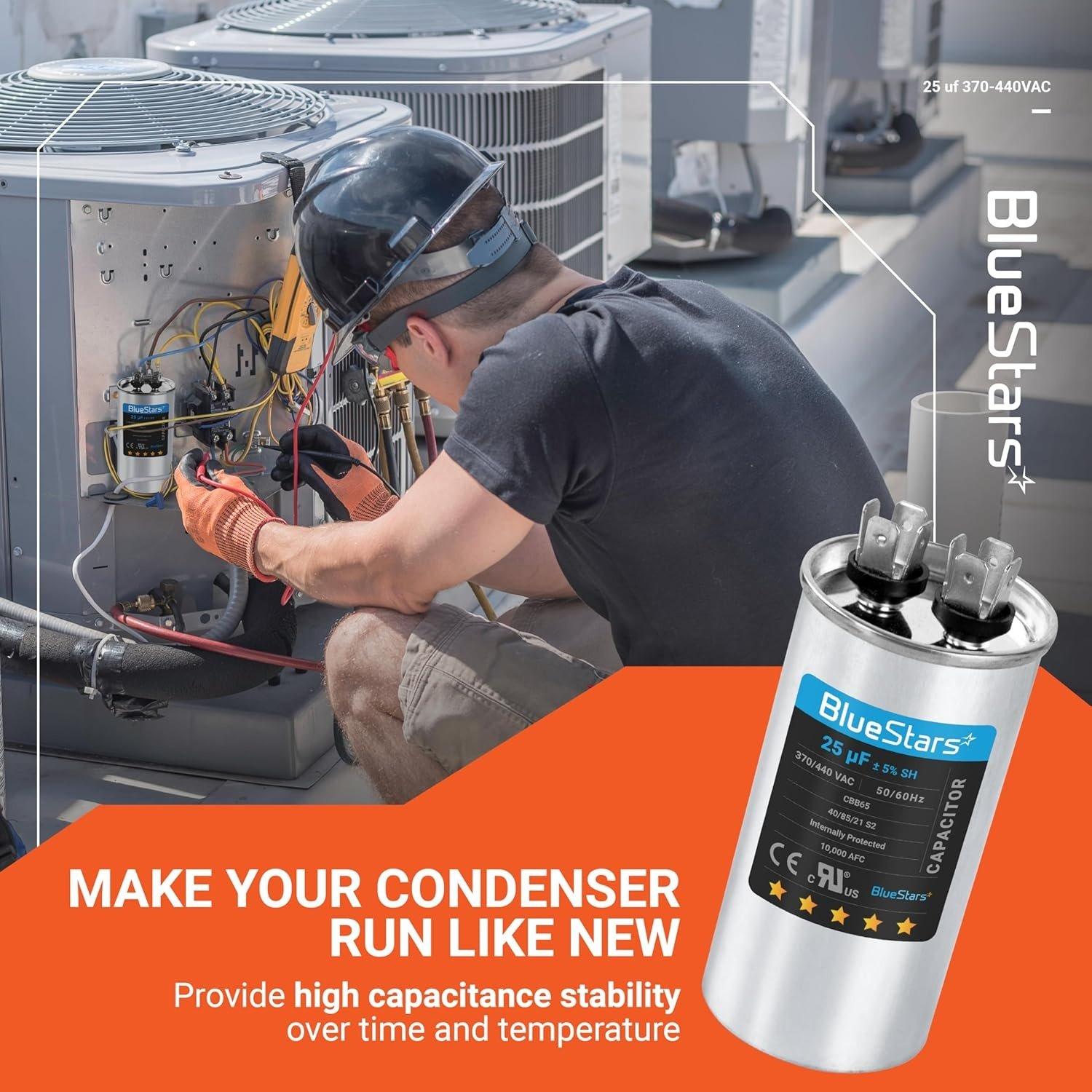 [Lifetime Warranty] 25 uF MFD Â±5% 370/440 VAC Multi-Purpose Motor Run Round Capacitor - Compatible with Air Conditioner, Heat Pump image 11