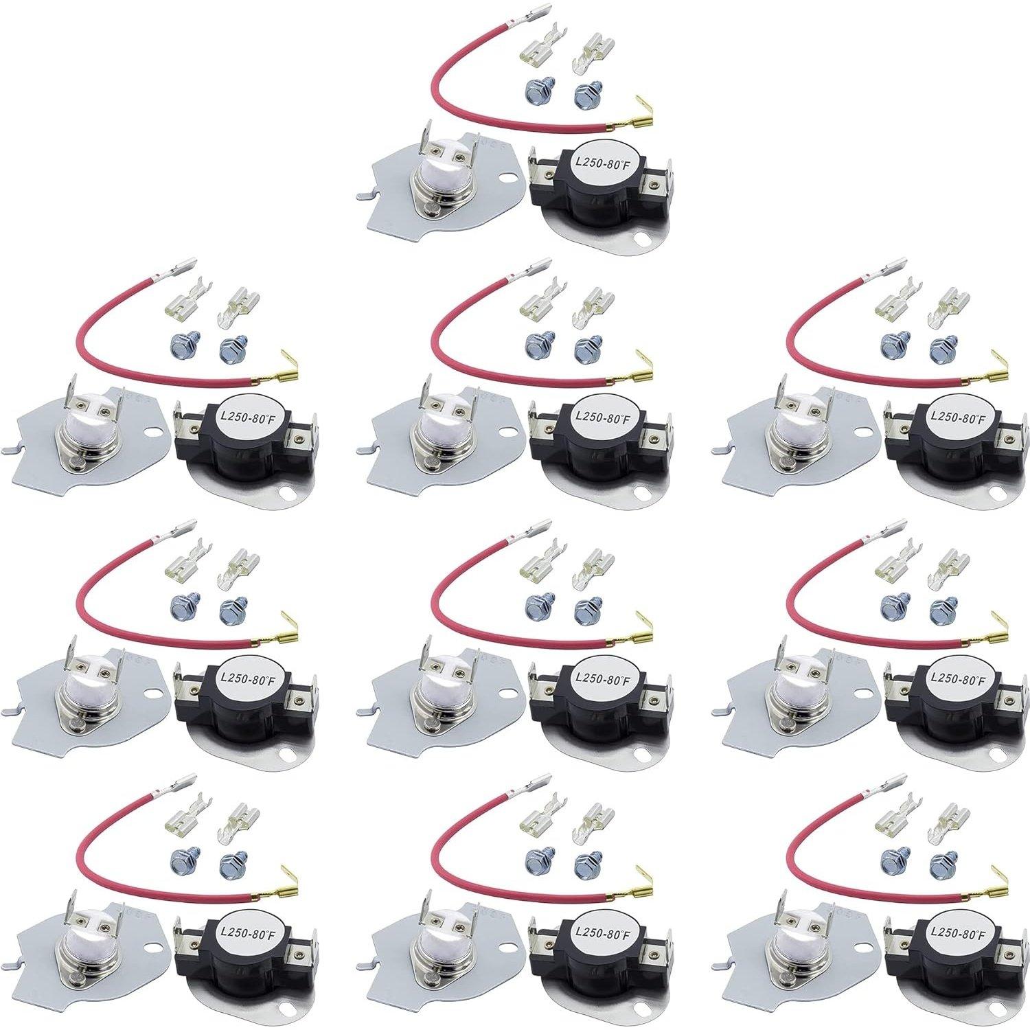 [Lifetime Warranty] 279816 Dryer Thermal Cut-off Kit - Compatible with Whirlpool Kenmore Maytag Amana - Replaces 3399848 AP3094244 PS334299 3977393 WED6200SW1 NED4600YQ0 NED4600YQ1 NED4655EW1 - Pack of 10 image 0