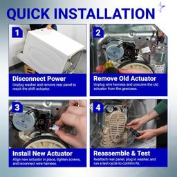 [Lifetime Warranty] W10913953 49tyz-e120a1 Washer Shift Actuator Replacement - Compatible with Whirlpool Kenmore - Replaces W10815026 PS11769864 W10597177 WPW10597177 W10913953VP AP6037270 thumbnail 4