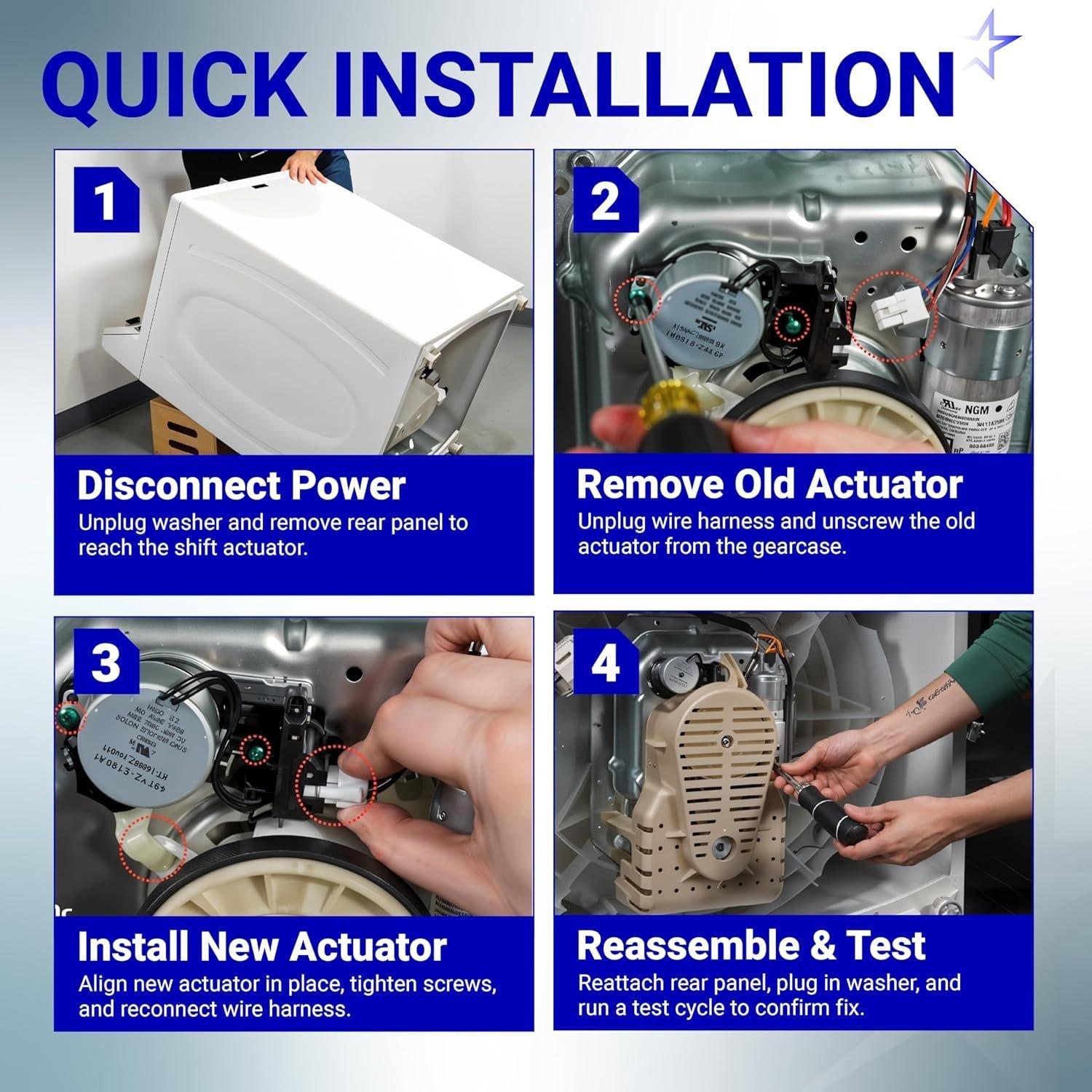 [Lifetime Warranty] W10913953 49tyz-e120a1 Washer Shift Actuator Replacement - Compatible with Whirlpool Kenmore - Replaces W10815026 PS11769864 W10597177 WPW10597177 W10913953VP AP6037270 image 4
