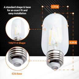 [Lifetime Warranty] T45 T14 Tubular E26 Edison LED Light Bulb 120V - Pack of 3 thumbnail 3