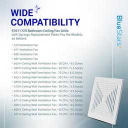[Lifetime Warranty] S97011723 Bathroom Ceiling Fan Cover Bathroom Ceiling Grille with Springs Plastic (9-1/4'' x 9'') thumbnail 3