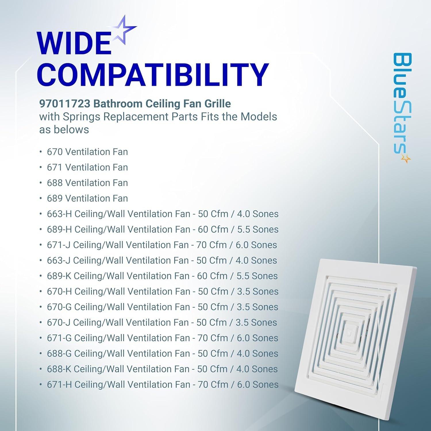 [Lifetime Warranty] S97011723 Bathroom Ceiling Fan Cover Bathroom Ceiling Grille with Springs Plastic (9-1/4'' x 9'') image 3