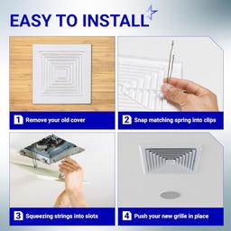 [Lifetime Warranty] S97011723 Bathroom Ceiling Fan Cover Bathroom Ceiling Grille with Springs Plastic (9-1/4'' x 9'') thumbnail 1