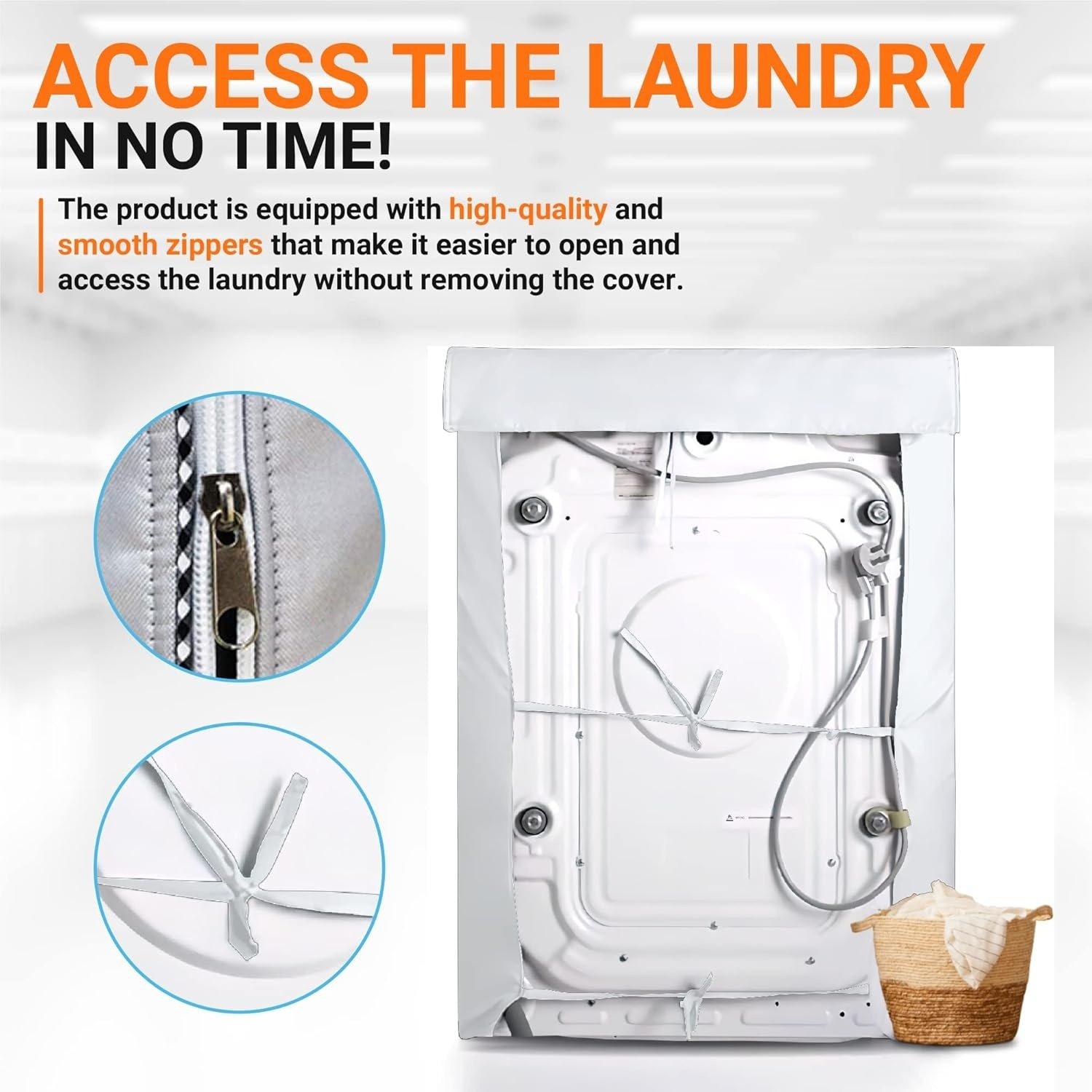 [Lifetime Warranty] Washing Machine Covers For Top-load - Premium Outdoor Protection For Most Washer Dryer Cover - W29â€x D28â€x H43â€ (Silver) - Pack of 2 image 4