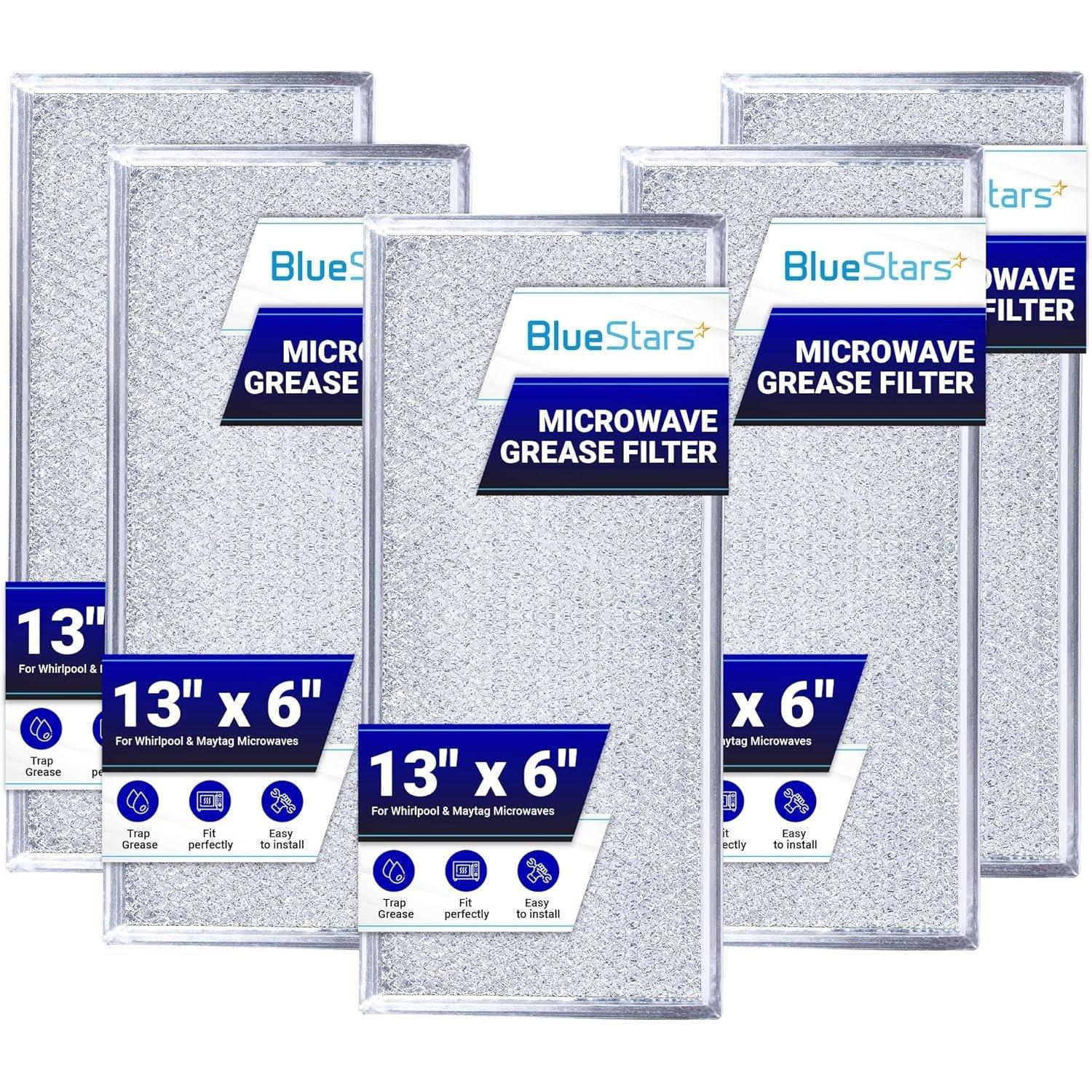 [Lifetime Warranty] W10208631A Microwave Grease Filter Replacement 5.78" x 12.91" Aluminum Mesh Screen Grease Filters - Compatible with Whirlpool GE Microwaves - Pack of 5 image 0