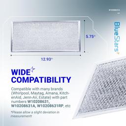 [Lifetime Warranty] W10208631A Microwave Grease Filter Replacement 5.78" x 12.91" Aluminum Mesh Screen Grease Filters - Compatible with Whirlpool GE Microwaves - Pack of 5 thumbnail 2