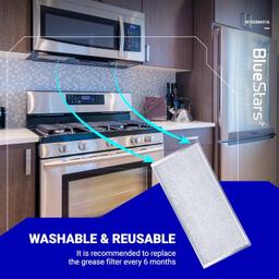 [Lifetime Warranty] W10208631A Microwave Grease Filter Replacement 5.78" x 12.91" Aluminum Mesh Screen Grease Filters - Compatible with Whirlpool GE Microwaves - Pack of 5 thumbnail 5