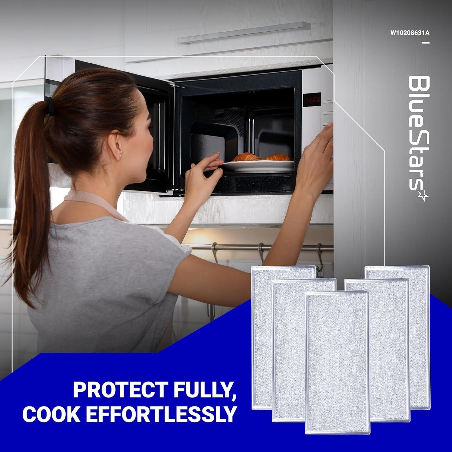 [Lifetime Warranty] W10208631A Microwave Grease Filter Replacement 5.78" x 12.91" Aluminum Mesh Screen Grease Filters - Compatible with Whirlpool GE Microwaves - Pack of 5 image 4