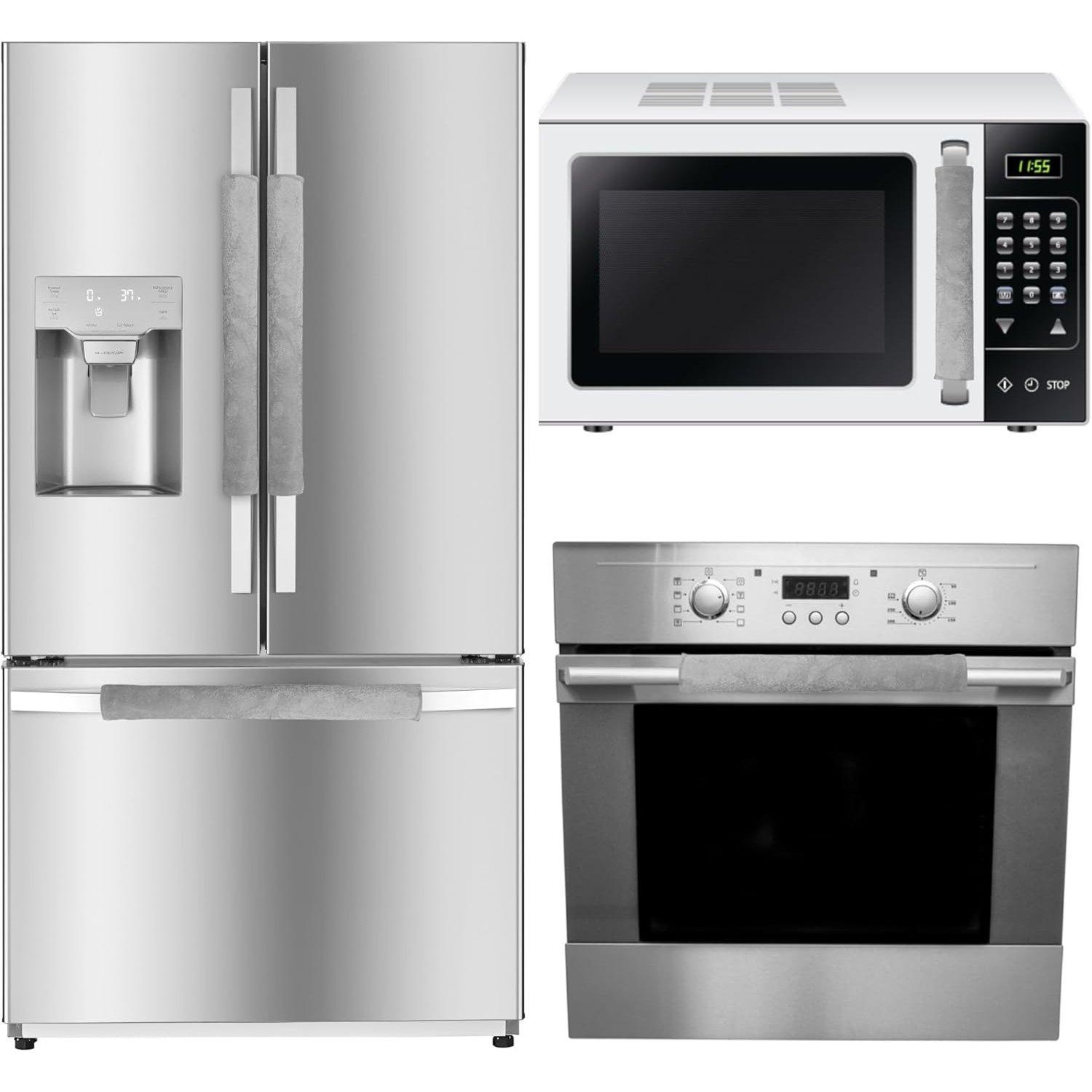 Silver Door Handle Covers Set of 6-4 PCS Fridge Handle Cover & 2 PCS Microwave Handle Cover image 0