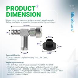[Lifetime Warranty] Pack of 2 951-0171 751-0171 Fuel Shut Off Valve 735-0149 935-0149 Fuel Tank Bushing thumbnail 2