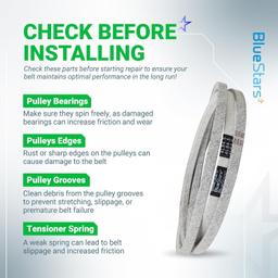 BlueStars 140218 532140218 Drive Belt - Compatible with Craftsman Husqvarna AYP GTH200 GTH220 GTH225 YS4500 GTH2250 GTH2448T GTH250 GTH2454T LGT2554 YTH1542XP | Aramid Cord | 84.5" x 1/2" thumbnail 5