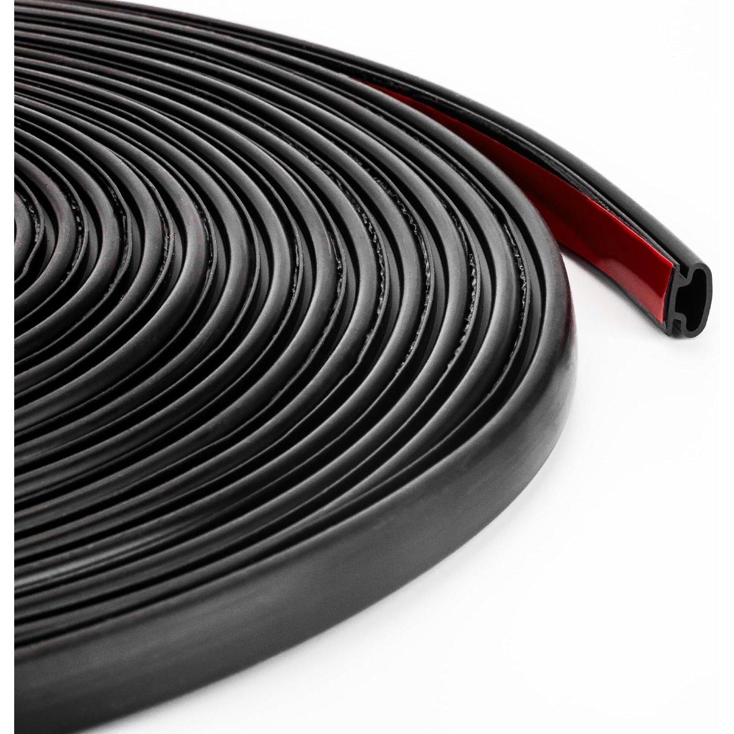 [Lifetime Warranty] Weather Stripping Soundproof Door Seal Strip D-Shaped (Style #2) 0.35""W 20FT image 0