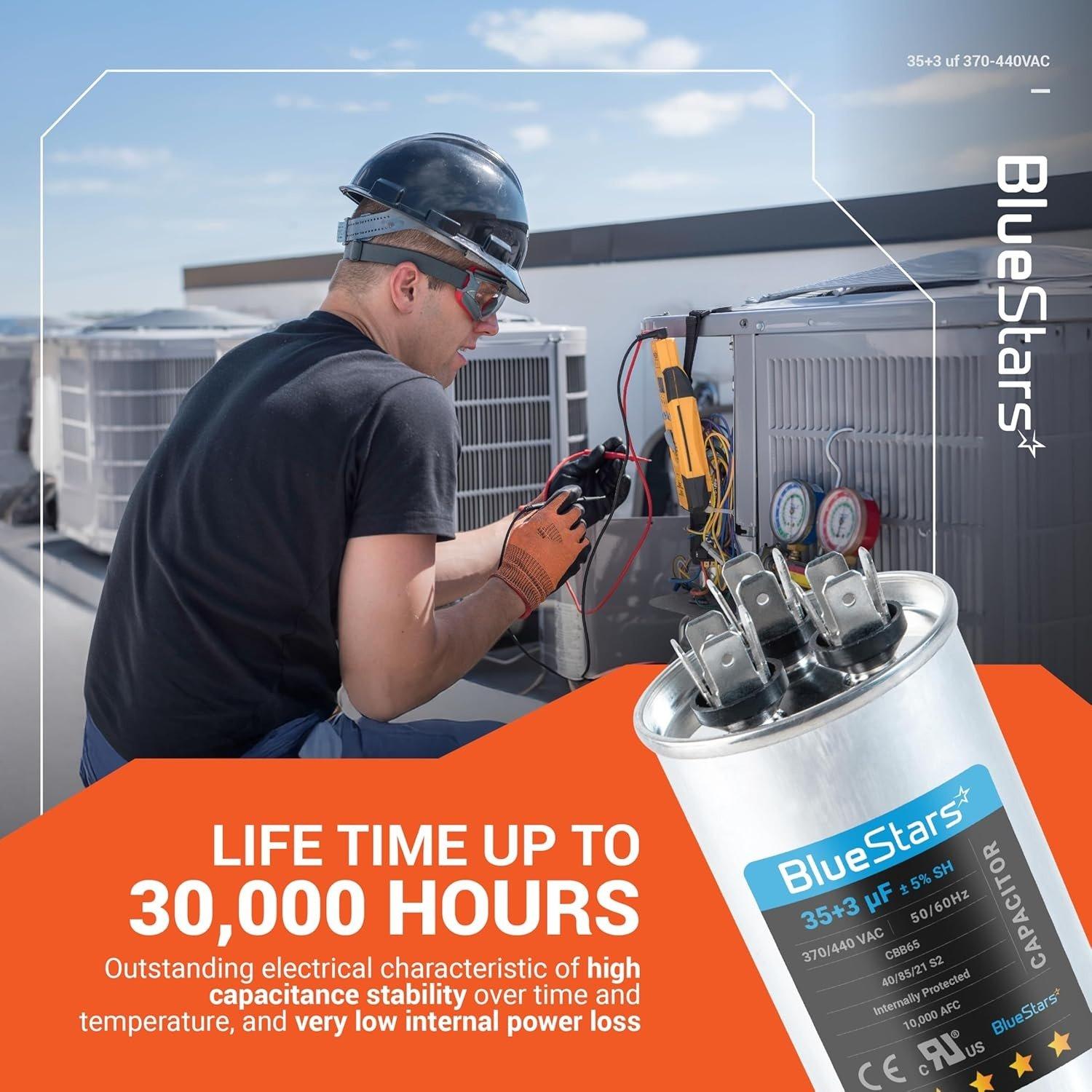 35+3 MFD uf 370/440 VAC Dual Round Capacitor CBB65 image 10