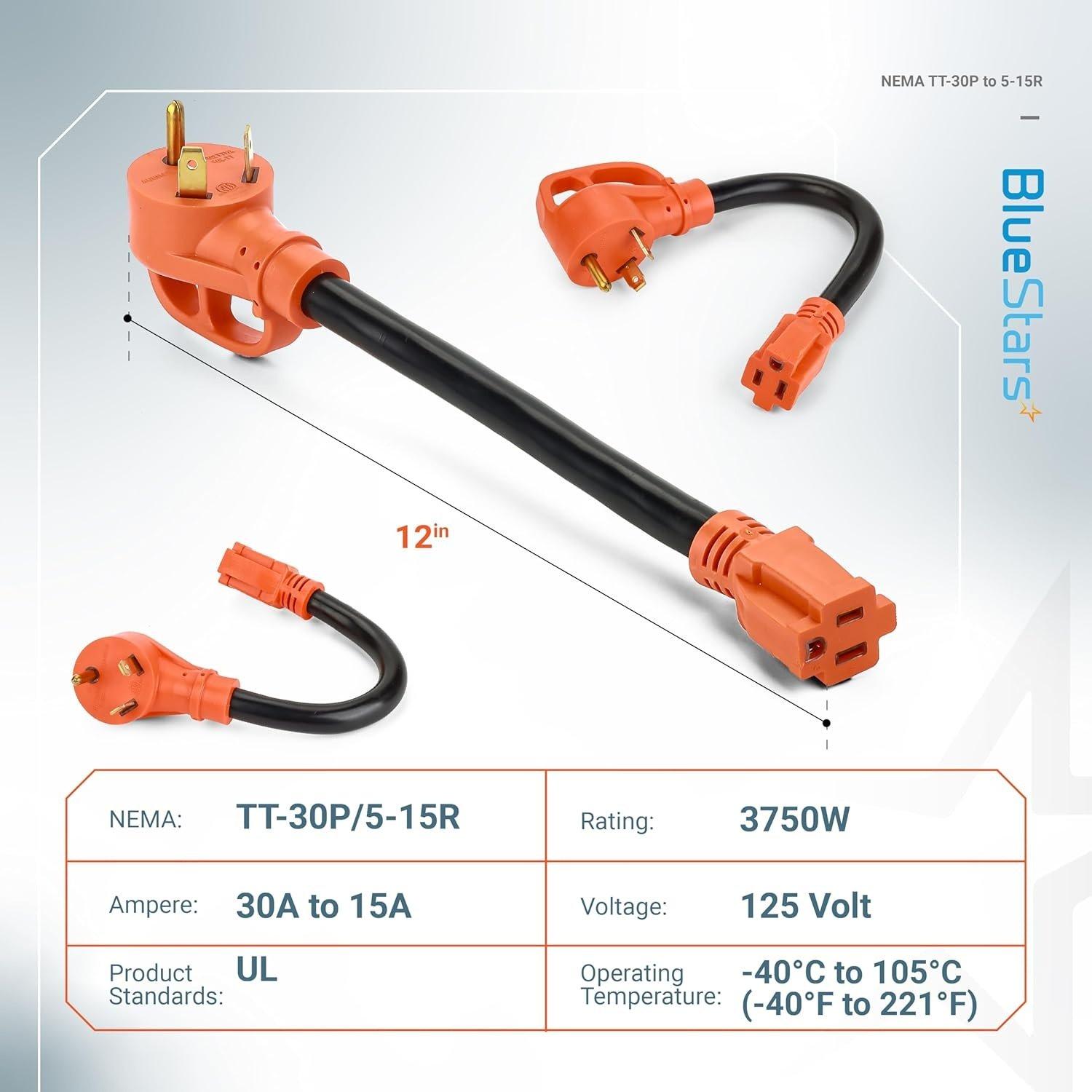 [Lifetime Warranty] TT-30P to 5-15R Adapter Cord image 2