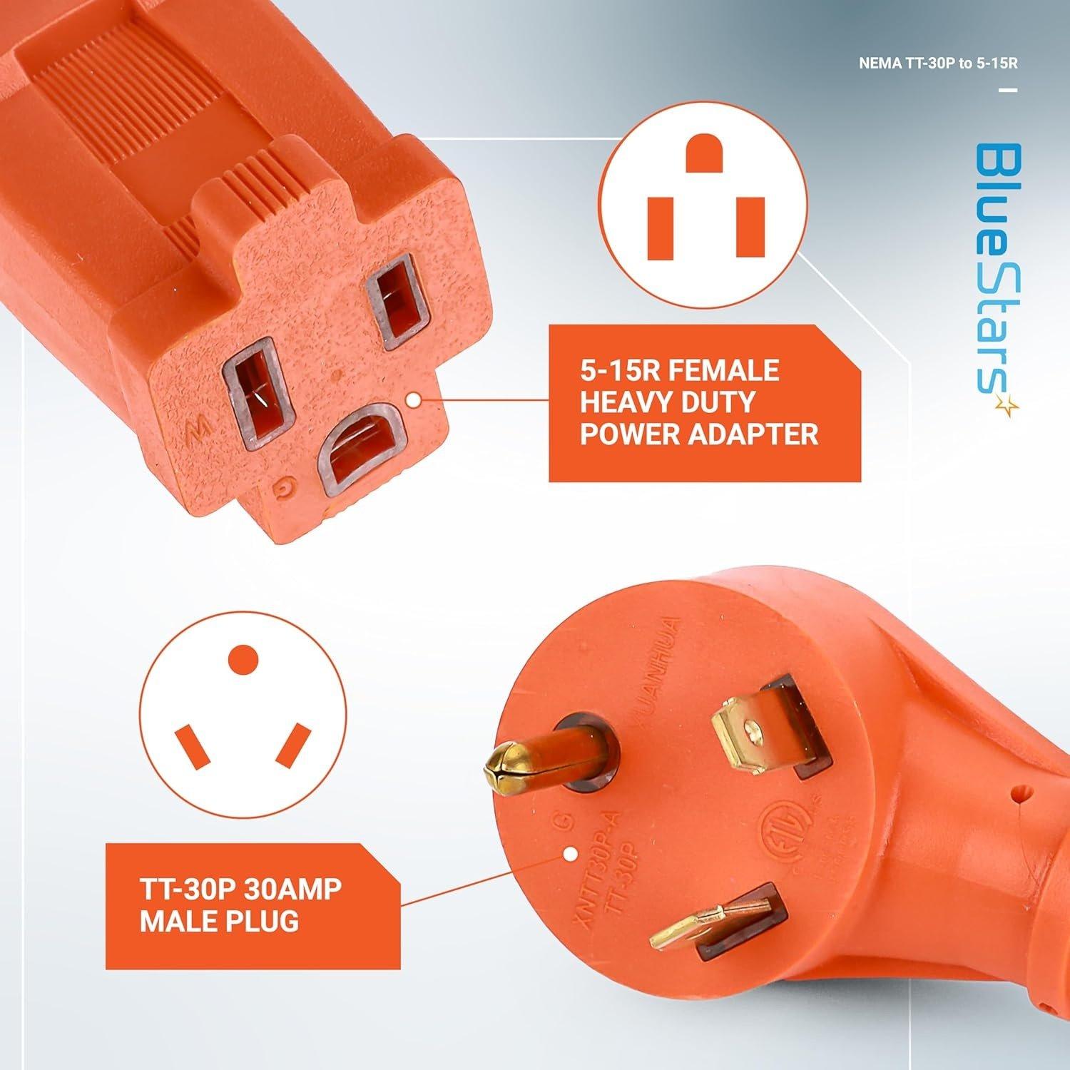 [Lifetime Warranty] TT-30P to 5-15R Adapter Cord image 1