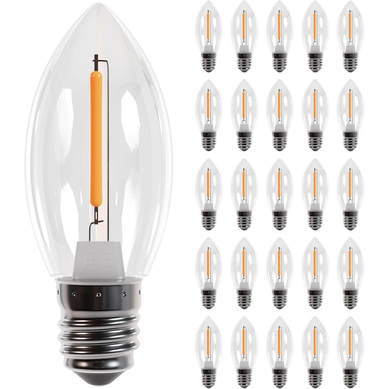 [Lifetime Warranty] Clear C7 LED Light Bulbs E12 Candelabra Base 0.6W (10W Equivalent) - Pack of 25 image 0