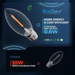 [Lifetime Warranty] Clear C7 LED Light Bulbs E12 Candelabra Base 0.6W (10W Equivalent) - Pack of 25 thumbnail 8