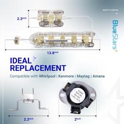 [Lifetime Warranty] 8544771 Dryer Heating Element and 280148 Thermal Cut-Off (8557403 High Limit Thermostat & 8318314 Thermal Fuse) - For Whirlpool Kenmore Dryers - Replaces WP8544771VP AP6013115 PS11746337 thumbnail 6